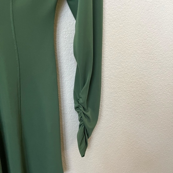 Cinq A Sept | Arden Ruched Long Sleeve Rippled Shirt Dress In Green | Size S - Picture 7 of 13